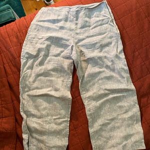 Gray linen cropped pants